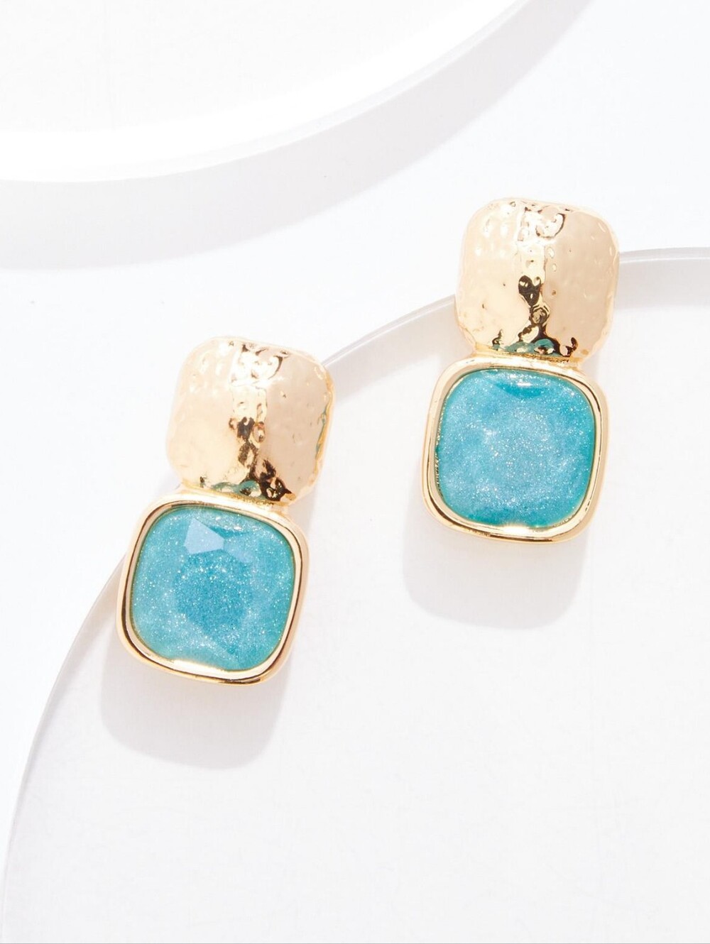 NWT Blue Glittery Glass Dangle Earrings